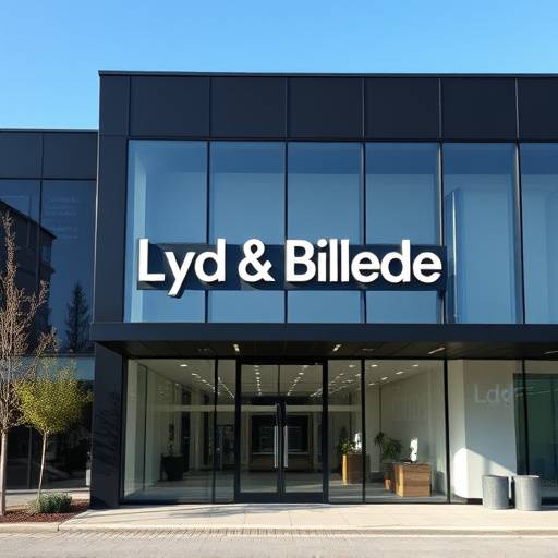 Kontorbygning med Lyd & Billede Studio logo på facaden